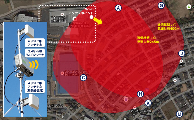 図4．坂戸事業所周辺のWi-Fiエリア化の結果